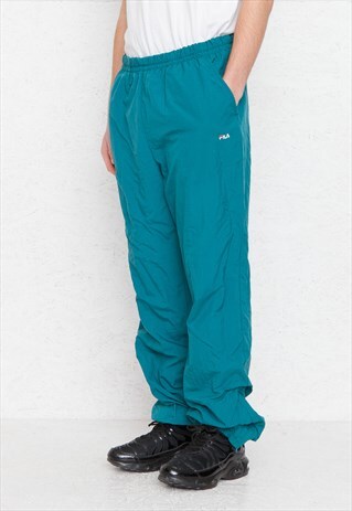 VINTAGE RETRO GREEN FILA TRACK BOTTOMS JOGGERS