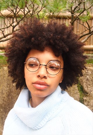 COFFEE CLEAR LENS UNISEX ROUND GLASSES