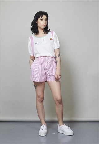 VINTAGE HIGH WAISTED PINK STRIPED ELLESSE SHORTS