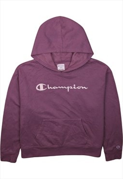 Vintage 90's Champion Hoodie Spellout Pullover Purple XLarge