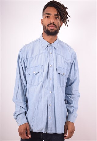 LEVI'S MENS VINTAGE DENIM SHIRT XL BLUE 90S