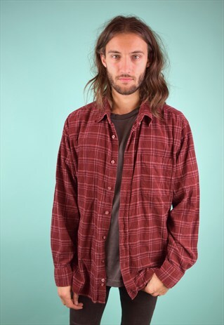 VINTAGE 90'S CORDUROY CHECKED SHIRT
