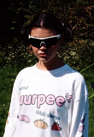DREAM BUT DO NOT SLEEP WHITE SUNGLASSES RAVE MIRROR LENS