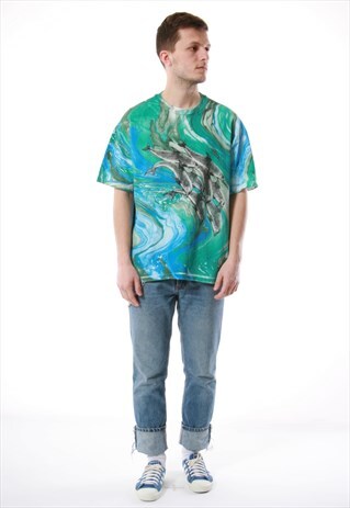 90S VINTAGE HANES DOLPHINS RARE OLDSCHOOL T-SHIRT 13667