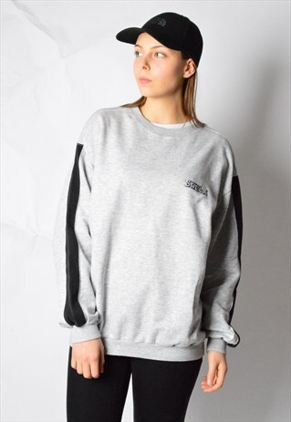 VINTAGE 90S MINIMALIST GREY EMBROIDERED BOYFRIEND SWEATSHIRT