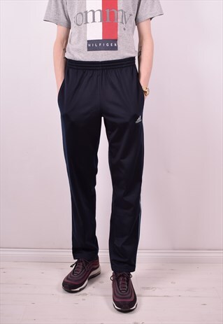 ADIDAS MENS VINTAGE TRACKSUIT TROUSERS W30 L31 BLUE 90S