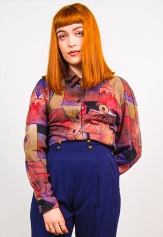 VINTAGE 90'S MULTICOLOUR ABSTRACT PATTERN SHIRT