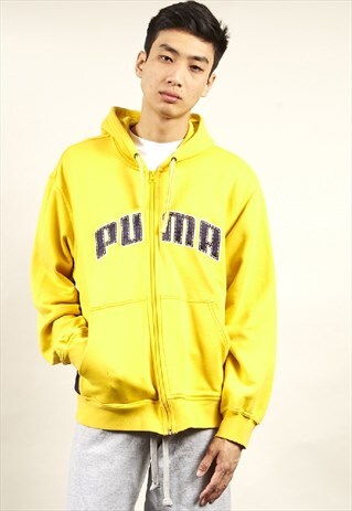 VINTAGE 90'S PUMA YELLOW ZIP-UP HOODIE