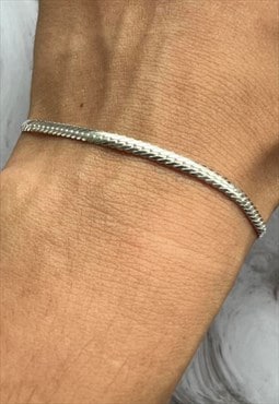 Silver D Shape Flat Snake bracelet for men 7.5inch