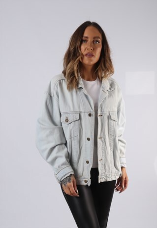 VINTAGE DENIM JACKET OVERSIZED FITTED UK 16 XL (C3B)