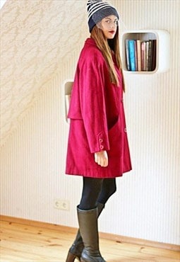 Cherry red vintage wide wool coat