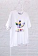 VINTAGE ADIDAS ORIGINALS T-SHIRT WHITE SPELL OUT LARGE