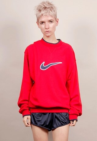 VINTAGE 90'S OVERSIZED RED NIKE SWOOSH SWEATSHIRT
