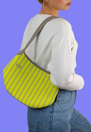 NEW WITH TAGS - BUILT NEOPRENE LUNCH TOTE BAG STRIPES NEON
