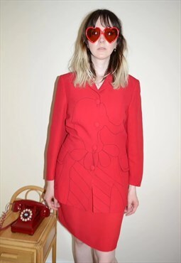 Vintage 80's Designer Moschino Jacket & Dress Co-ord Red