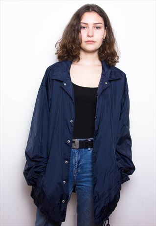 VINTAGE 90S NAVY COACH LONG JACKET ID:1239