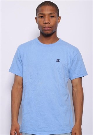 VINTAGE CHAMPION CHEST LOGO T-SHIRT BLUE