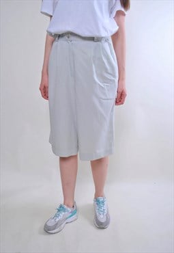 Women vintage minimalist long beige shorts 