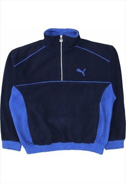 Vintage 90's Puma Sweatshirt Quarter Zip Heavyweight Blue,