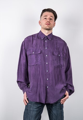 VINTAGE 1980S PURPLE SILK SHIRT