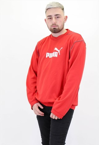 VINTAGE PUMA SWEATER JUMPER IN RED XL