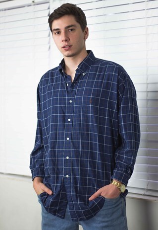 VINTAGE POLO RALPH LAUREN SHIRT FLANNEL LOGO 90S L 8.5
