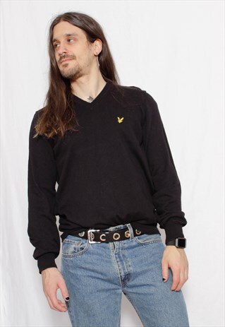 90s vintage y2k casual british mod Lyle Scott black sweater