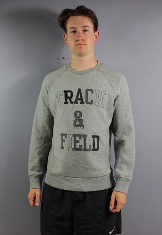 VINTAGE NIKE TRACK & FIELD SWEATSHIRT IN GREY WITH EMBROIDER