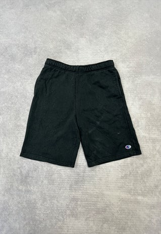 Champion Shorts Black Sweat Shorts with Embroidered Logo
