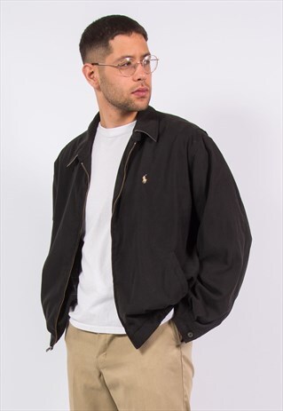 RALPH LAUREN BLACK JACKET ZIP BOMBER