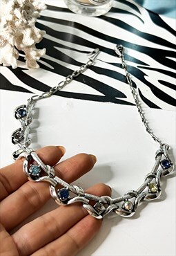 1960's Blue Gem Silver Necklace