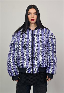 Zebra stripe varsity jacket geometric reversible 4in1 bomber