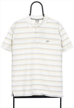 Vintage Nike White Striped Polo Shirt