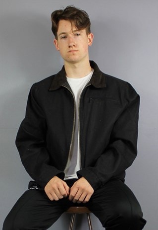 VINTAGE DICKIES HARRINGTON JACKET IN BLACK WITH EMBROIDERED
