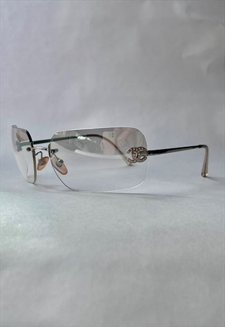 CHANEL RIMLESS RHINESTONE SUNGLASSES Y2K