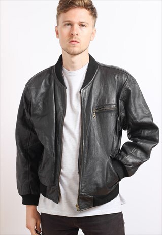 VINTAGE LEATHER BOMBER JACKET