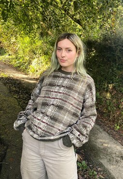 Vintage Knitted Patterned Size XL Jumper in Multi