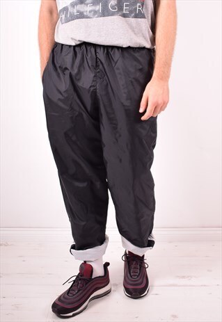 NIKE MENS VINTAGE TRACKSUIT TROUSERS LARGE BLACK 90S