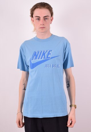 NIKE MENS VINTAGE T-SHIRT TOP MEDIUM BLUE 90S