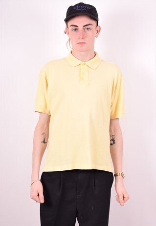 FILA MENS VINTAGE POLO SHIRT MEDIUM YELLOW 90'S