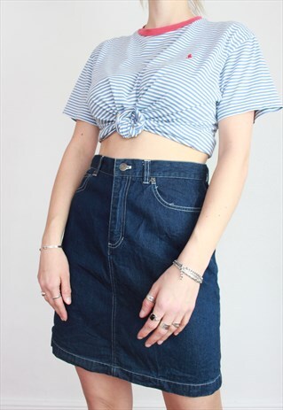 VINTAGE 90S HIGH WAISTED RALPH LAUREN DENIM MINI SKIRT W30