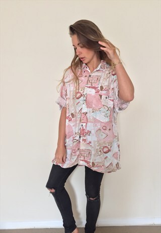 CRAZY PATTERNED VINTAGE RETRO FESTIVAL OVERSIZED SHIRT