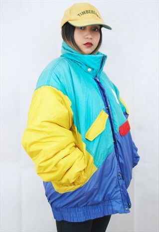 CRAZY PRINT PUFFER SKI JACKET/COAT (1990'S)