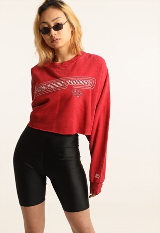 VINTAGE STARTER PRINT CROPPED SWEATSHIRT