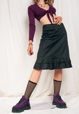 Vintage Skirt Y2K Frilly Fairy Midi in Black