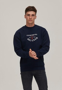Courchevel Ski Club Embroidered Navy Sweatshirt