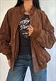 90s Vera Pelle Brown Genuine Leather Suede Bomber Jacket