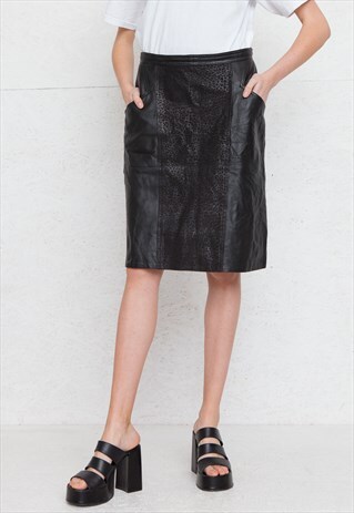 VINTAGE BLACK LEATHER MINI SKIRT