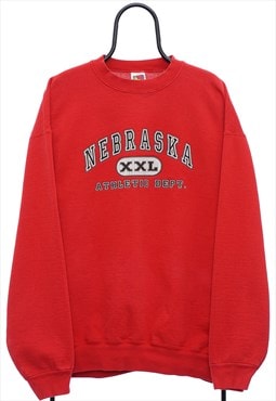 Vintage Nebraska Athletic Graphic Red Sweatshirt Mens