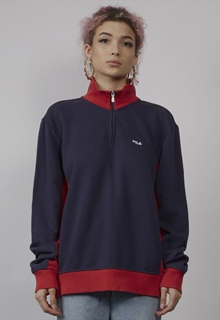 VINTAGE 90'S FILA TRICOLOUR ZIP-UP SWEATER
